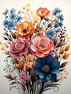 手绘插画花卉模型图片