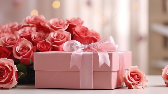 情人节浪漫花束礼物盒图片
