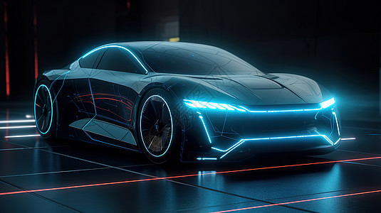 科技超现实酷炫未来感跑车背景图片
