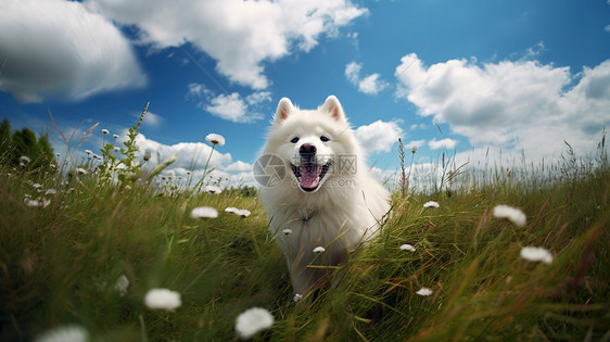 雪白毛发的可爱小狗图片