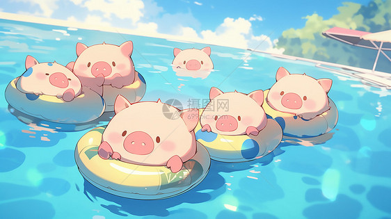 带游泳圈的小猪图片