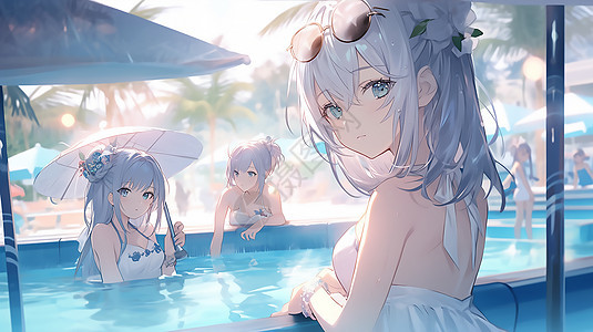 夏日泳池美女派对图片