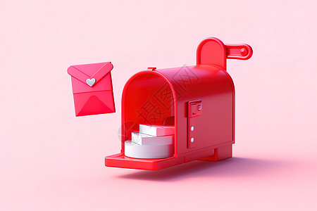 一个红色的信箱3D图标图片