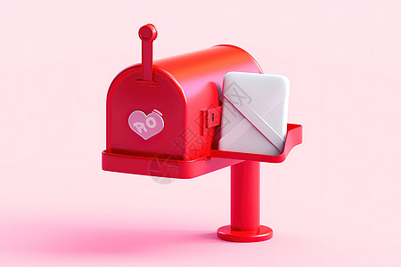 红色情人节信箱3D图标图片