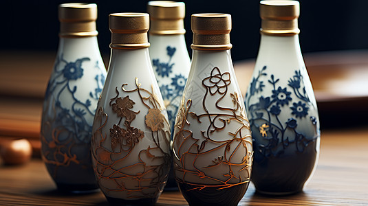 古风立体雕花传统瓷器酒具图片