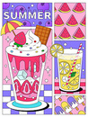 夏季清凉饮品扁平插画图片