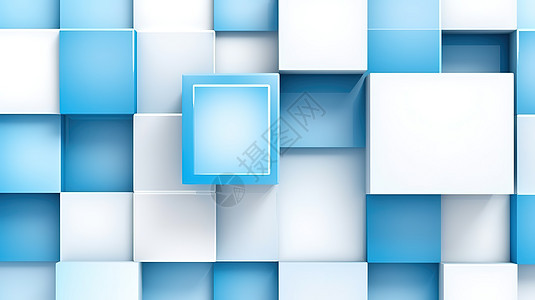 几何拼接蓝白方形创意图背景图片