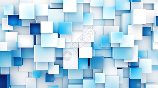 方块几何拼接蓝白背景图片