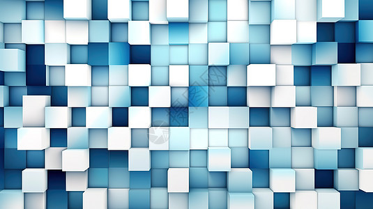 方块几何拼接蓝白创意背景图片
