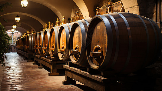 葡萄酒酒桶发酵存储图片