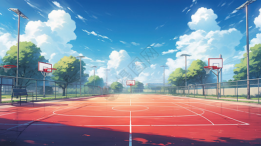 无人的学校篮球场背景图片