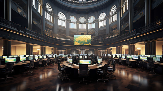 大型金融交易大厅图片