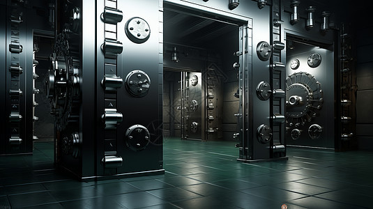 科技感金属大型保险柜背景图片