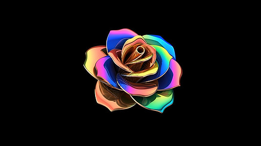 彩虹炫彩玫瑰图标3D图片