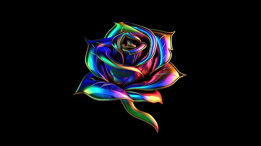 彩虹炫彩玫瑰图标背景图片