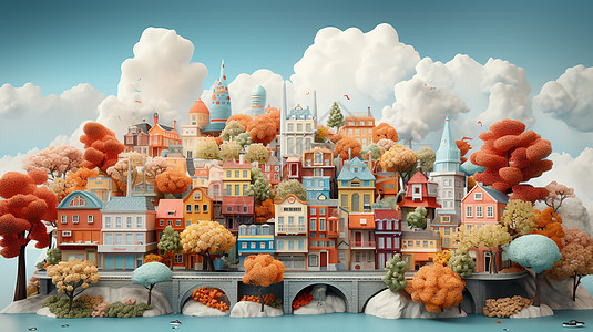 童话小镇创意立体建筑图片
