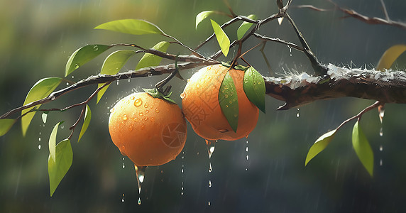 果树水果雨水图片