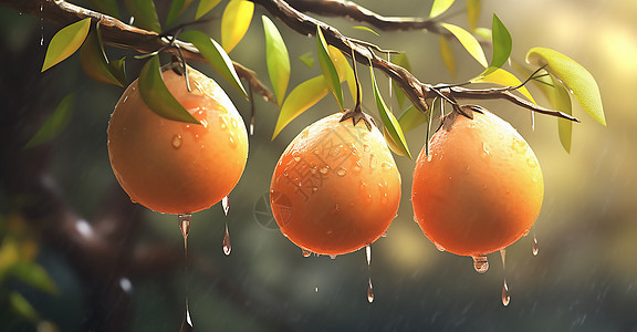 雨水中的水果图片