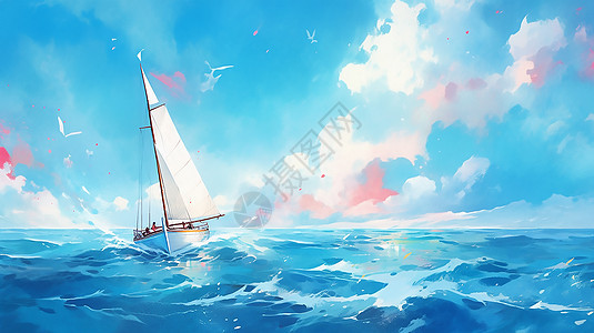 行驶的小帆船背景图片