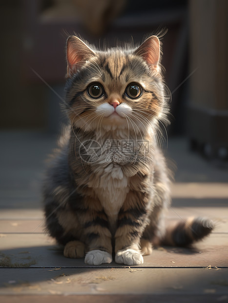 圆圆脸的可爱小猫图片