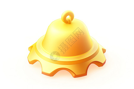 黄色小铃铛3D图标白色背景图片