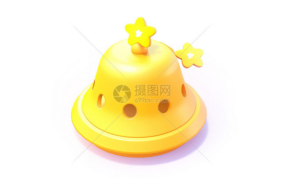 可爱星星小铃铛3D图标白色背景图片