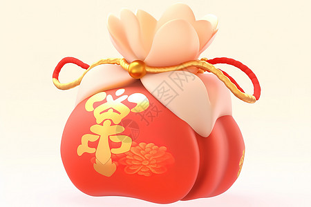 春节包装福袋编绳喜庆3D图标插画
