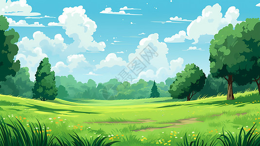 卡通可爱背景草森林草地绘本插画插画图片下载-正版图片402509181-摄图网