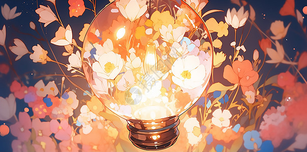 电灯泡花朵光影图片