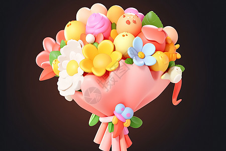 可爱小巧鲜花3D图标背景图片