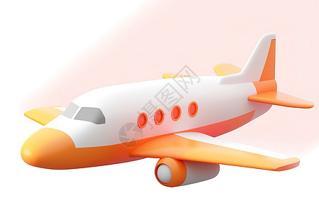 橙白色小型飞机模型3D图标图片