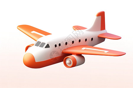 橙白色小型飞机3D图标高清图片