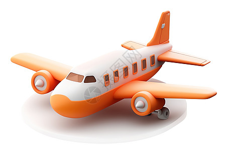 橙白色立体小型飞机3D图标图片