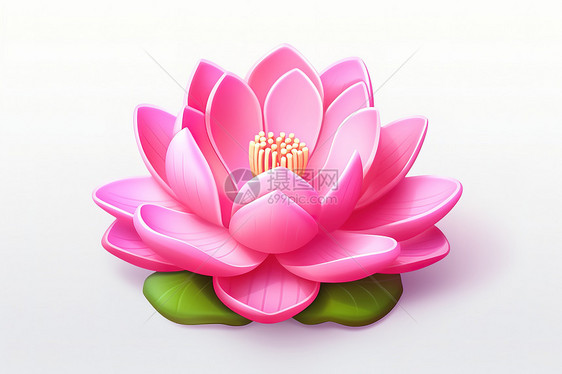 可爱粉色卡通莲花的3D图标图片