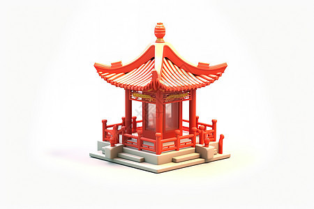 中国风凉亭3D图标图片