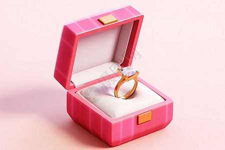 一个戒指盒带有钻戒3D图标图片