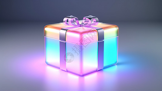 炫彩闪光的礼物盒3D图标背景图片