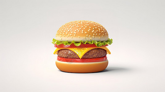 美味芝士牛肉汉堡包3D图标图片