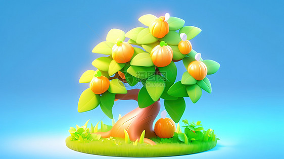 一接满果子橙子树3D图片