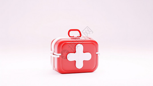 创伤救护3d红十字药盒插画