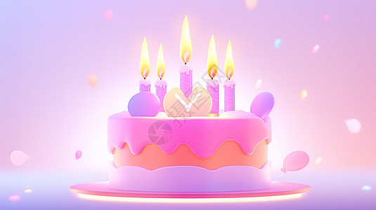 炫彩蜡烛蛋糕3D图标图片