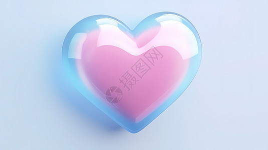 粉蓝色水晶心形3D图标背景图片