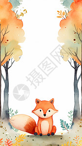 秋天小狐狸绘本类边框图片