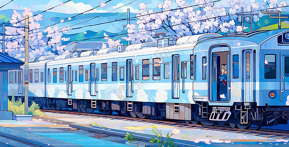 火车旅行插画图片