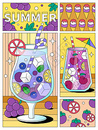夏季清凉水果饮品扁平插画图片