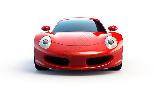 一辆红色3D卡通汽车图标图片
