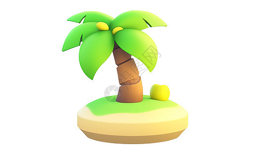 椰子树卡通3D图标图片