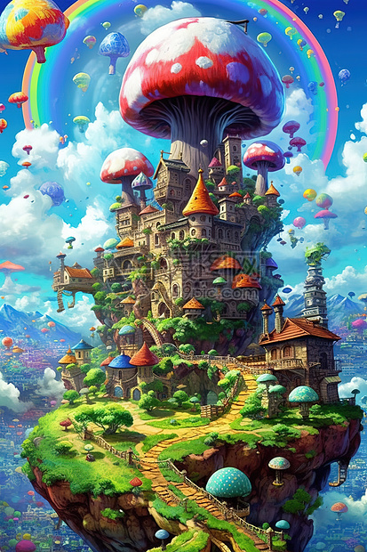 绚丽的蘑菇城堡图片