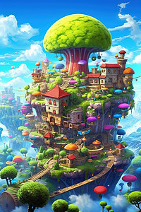 可爱的蘑菇城堡图片