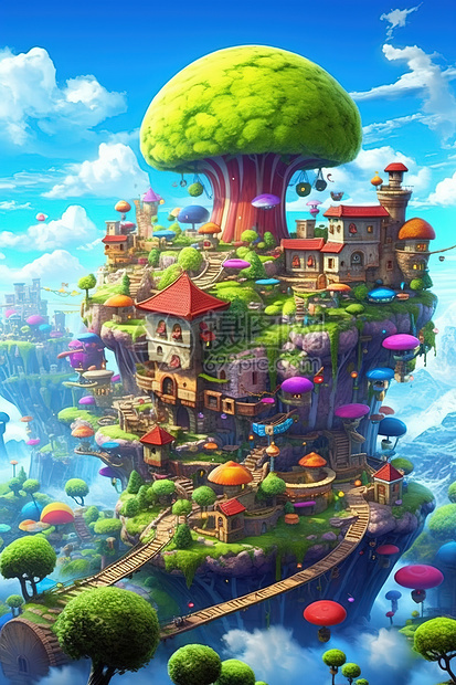 可爱的蘑菇城堡图片